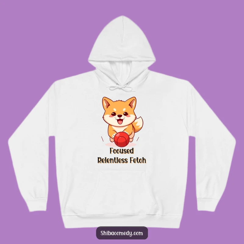 Funny Determined Shiba Inu Ball Chase Hoodie: Focused Comfort