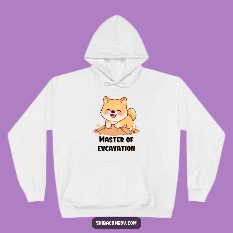 Funny Shiba Inu Digging Hoodie: Cozy Smiling Dog Sweatshirt, Perfect Funny Comfort Gift