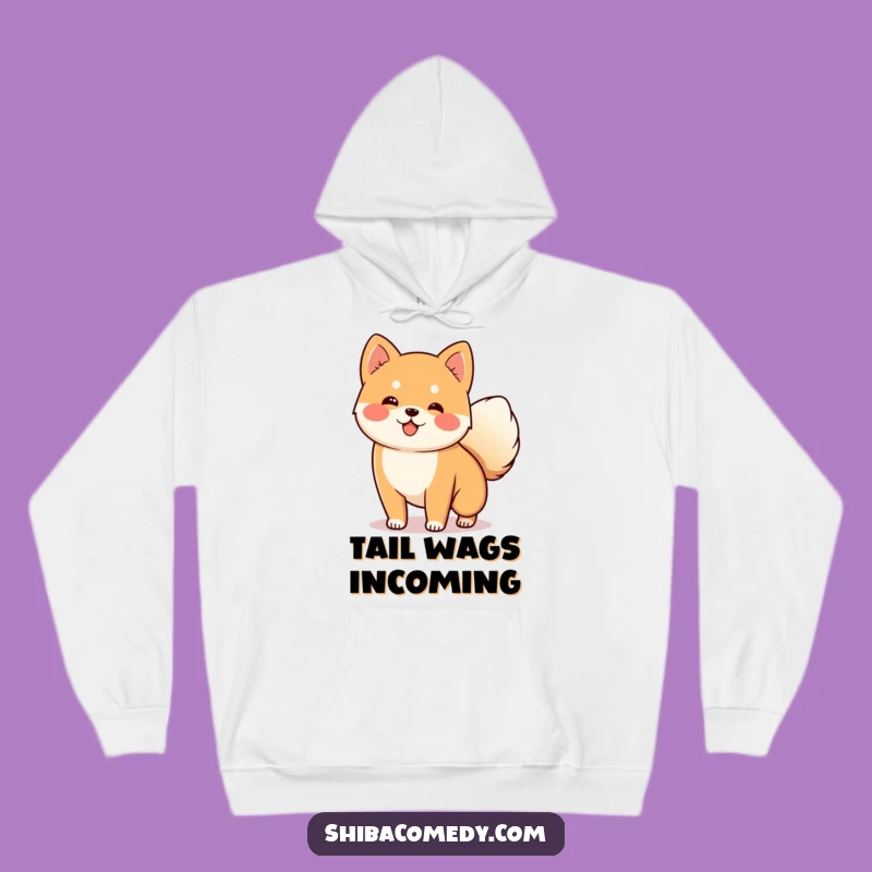Cozy Funny Wagging Shiba Inu Tail Hoodie: Warm Dog Lover Apparel Gift