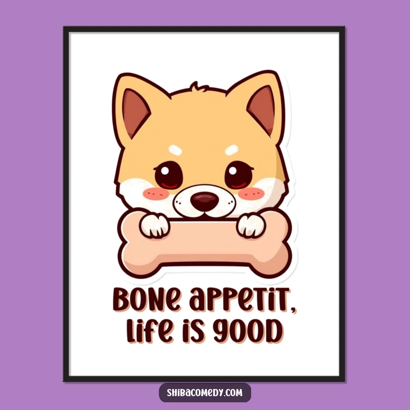 Free Printable Curious Shiba Inu Wall Art: Dog Bone Decor Downloadable