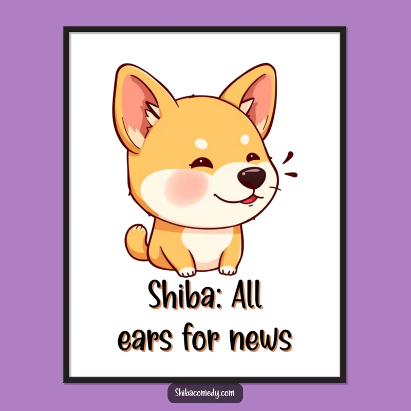 Free Printable Funny Shiba Inu Wall Art: Listening Ears Downloadable Decor