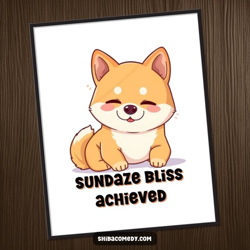 Funny Free Printable Wall Art: Shiba Inu snoozing contently in a sunbeam, creating a calm and humorous scene.