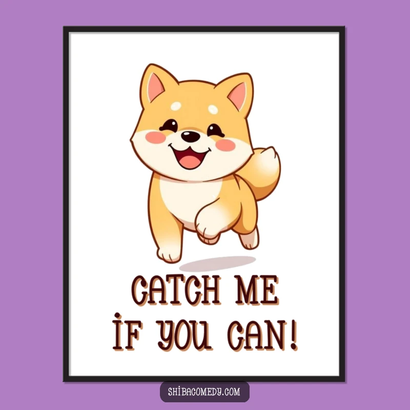 Funny Free Printable Wall Art: Energetic Shiba Inu, a dynamic downloadable art gift.