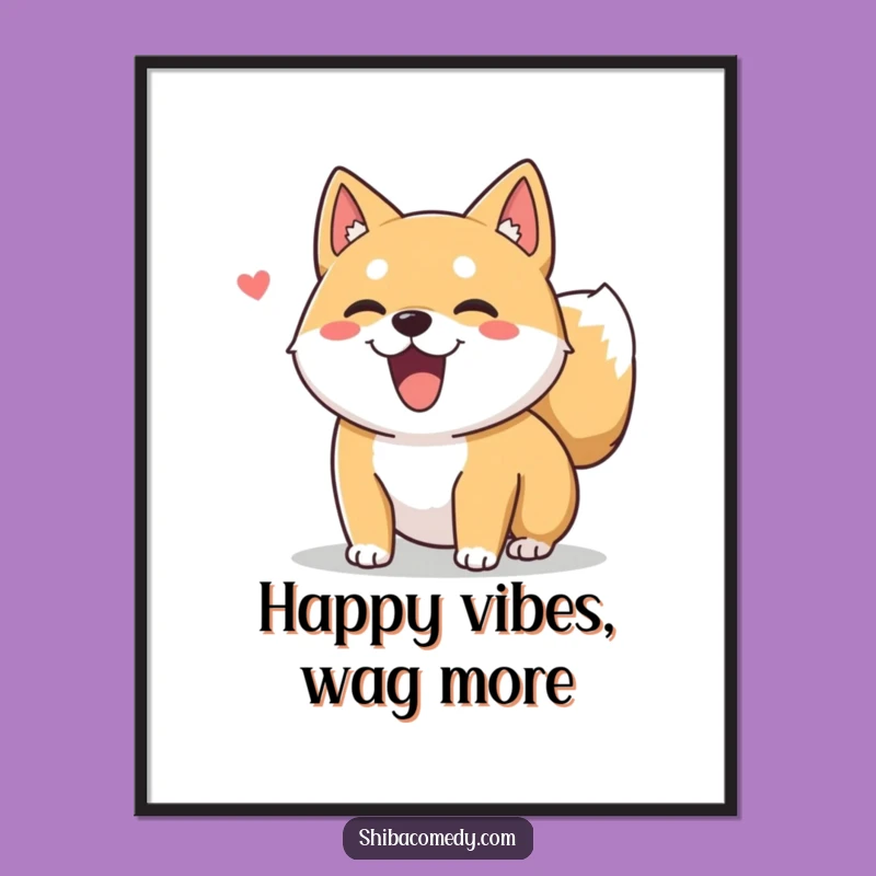 Funny Free Printable Wall Art: Excited Shiba Inu Tail Wagging