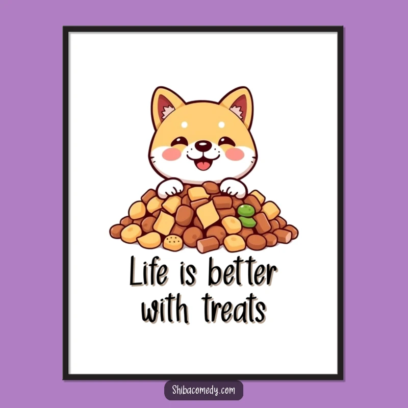 Humorous Free Printable Wall Art: Shiba Inu Treat Pile Digital Download