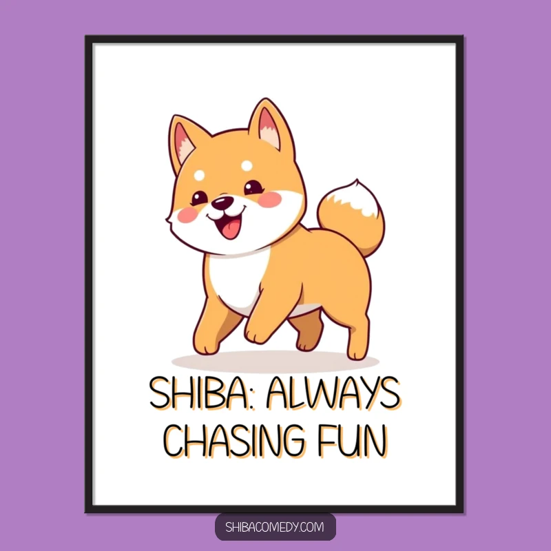 Free Printable Funny Shiba Inu Wall Art: Tail Chasing Downloadable Decor