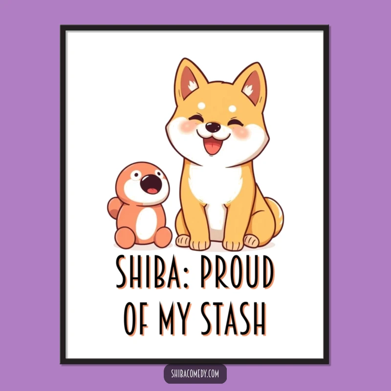 Free Printable Funny Shiba Inu Wall Art: Proudly with Toy Downloadable Decor