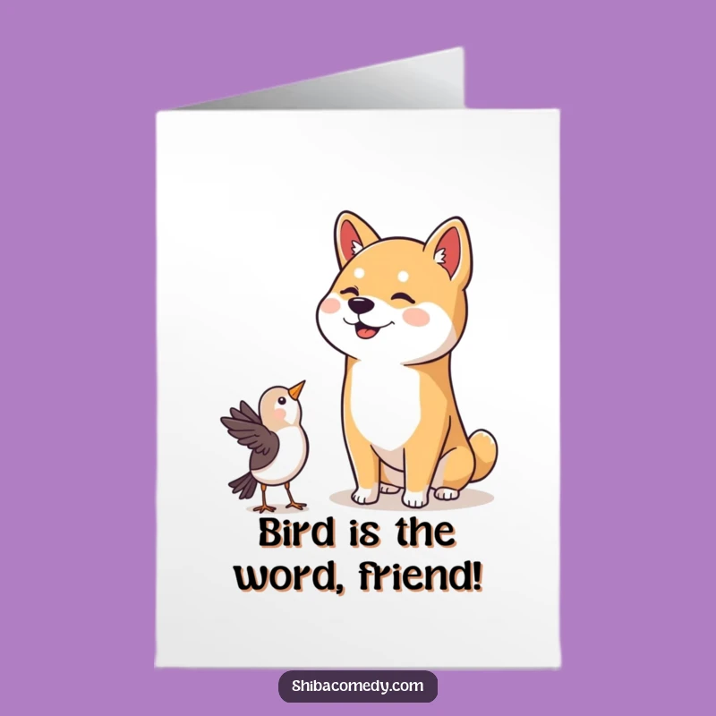 Free Printable Birthday Card: Happy Shiba Inu Bird Watching, Downloadable Gift!