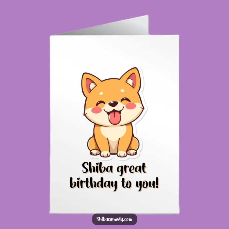 Free Printable Birthday Card: Cheerful Shiba Inu, Funny Downloadable Gift for Dog Lovers