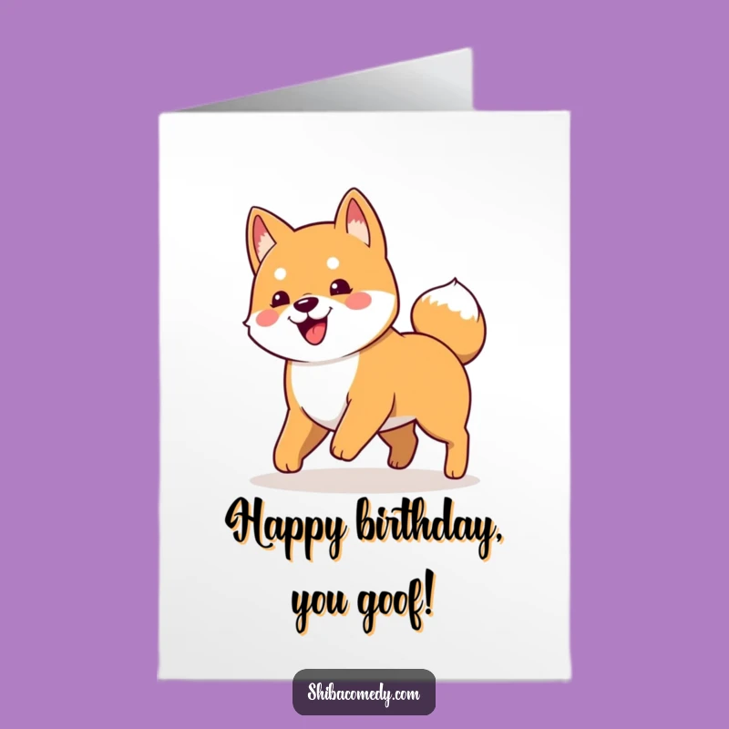 Free Printable Funny Shiba Inu Birthday Card: Tail Chasing Downloadable Gift