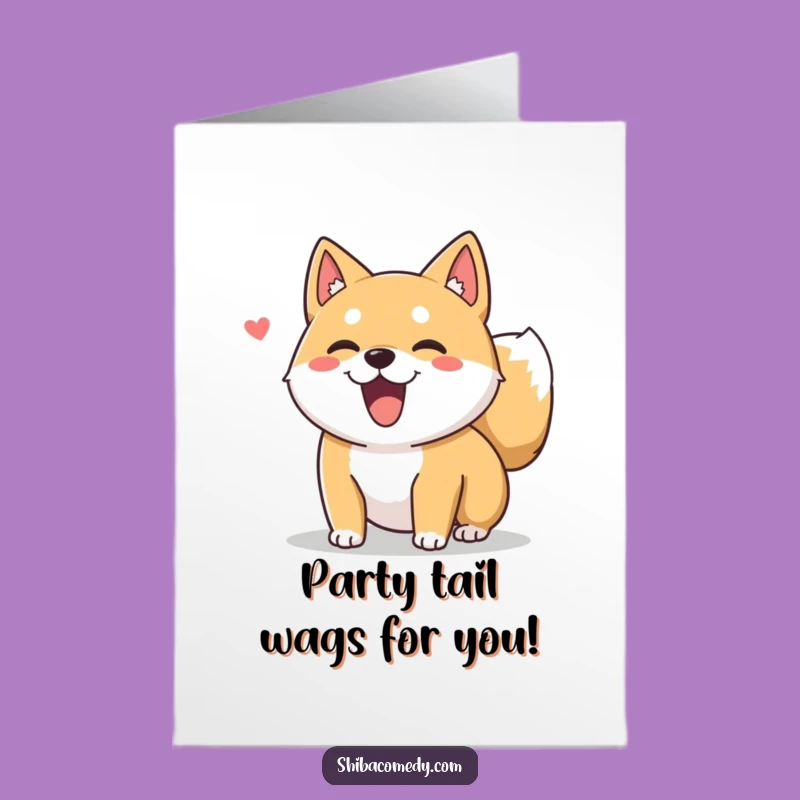 Free Printable Birthday Card: Happy Shiba Inu Tail Wagging Greeting