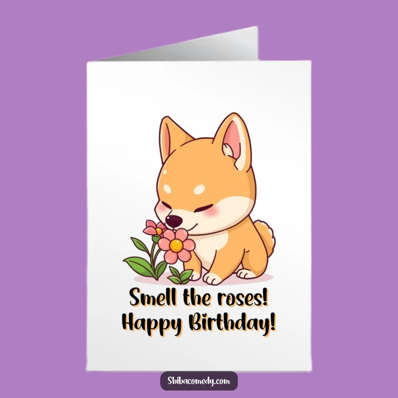 Charming Free Printable Birthday Card: Curious Shiba Inu Digital Download