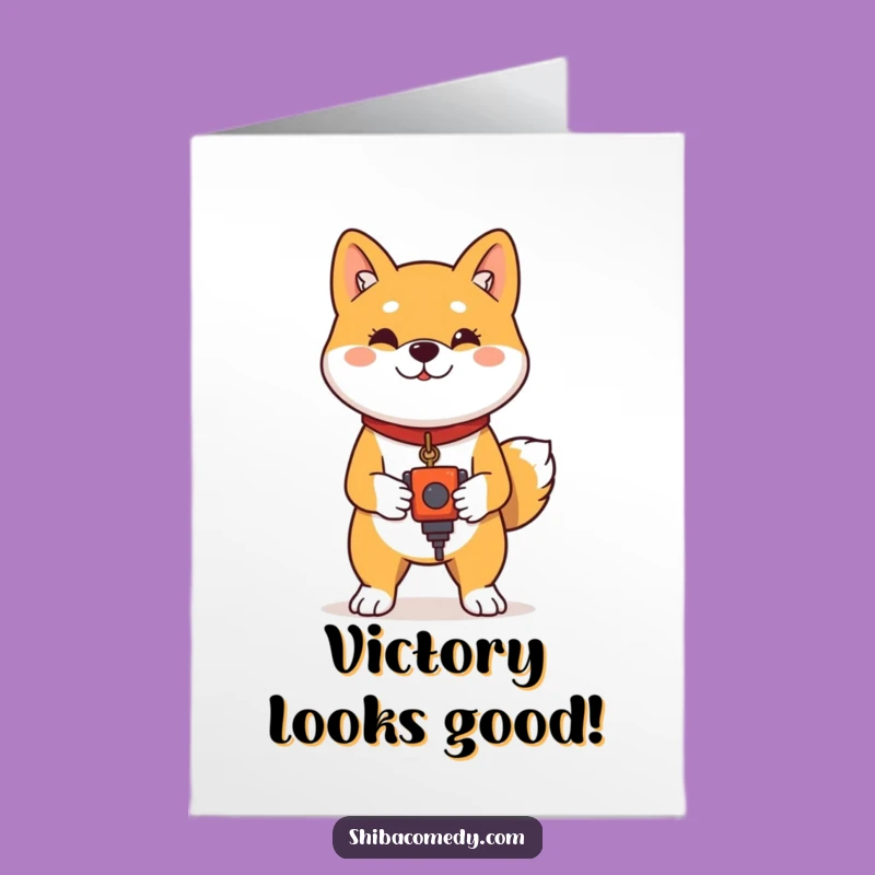 Free Printable Congrats Card: Proud Shiba Inu Victory Toy, Downloadable Gift!