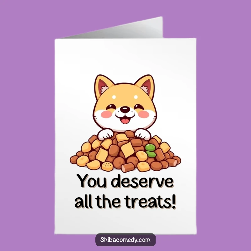 Free Printable Congrats Card: Shiba Inu Treat Peek Digital Download for Success