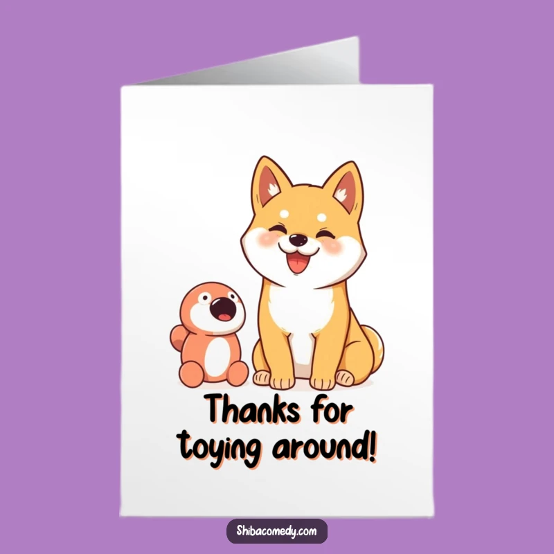 Free Printable Funny Shiba Inu Thank You Card: Proudly with Toy Downloadable Gift