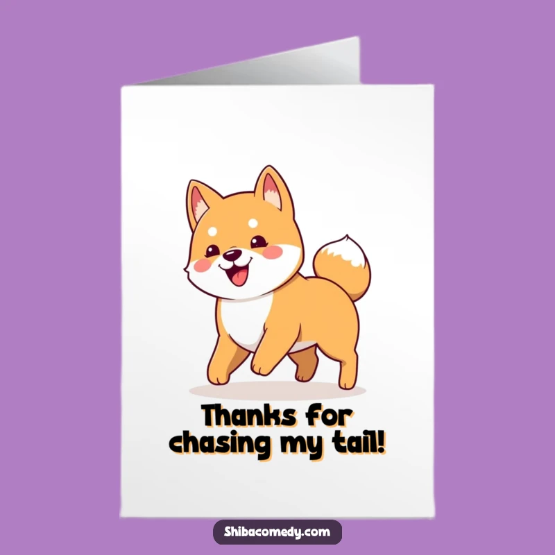 Free Printable Funny Shiba Inu Thank You Card: Tail Chasing Downloadable Gift