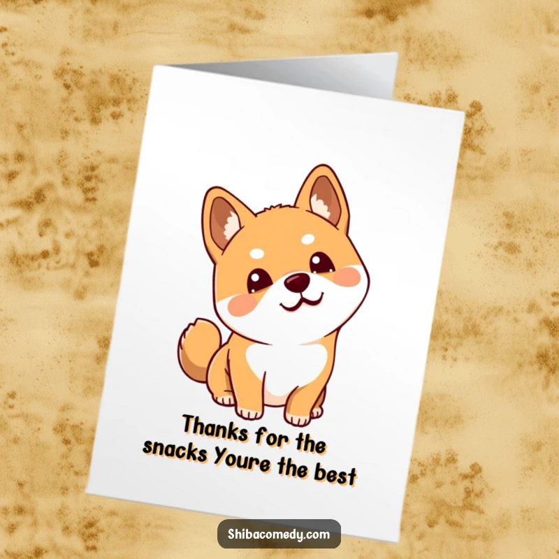 Funny Free Printable Thank You Card showcasing a curious Shiba Inu with its head tilted, conveying thanks with adorable confusion.