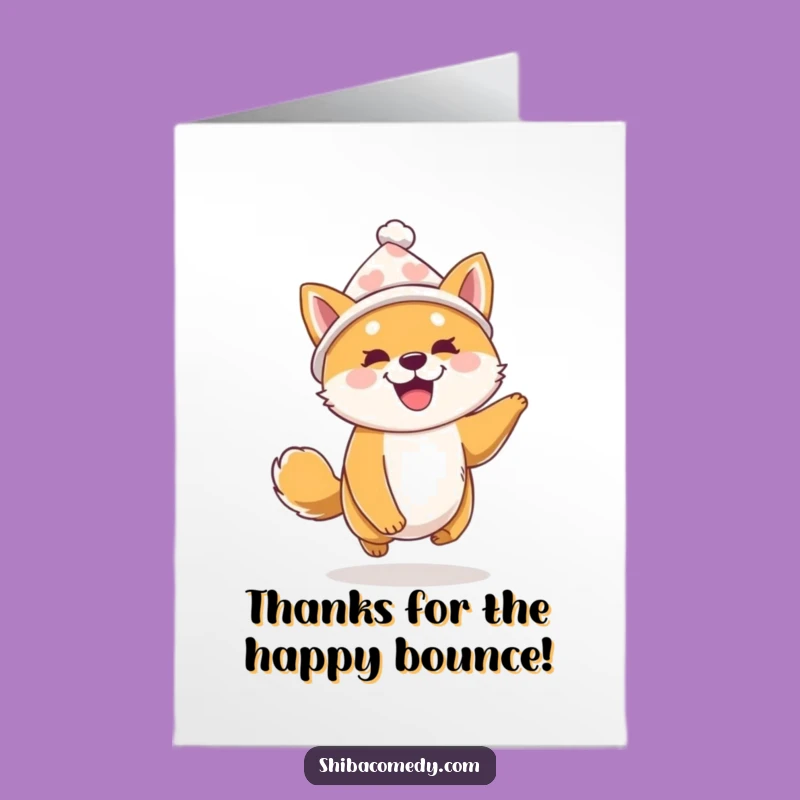 Free Printable Thank You Card: Excited Shiba in Hat, Downloadable Gift!