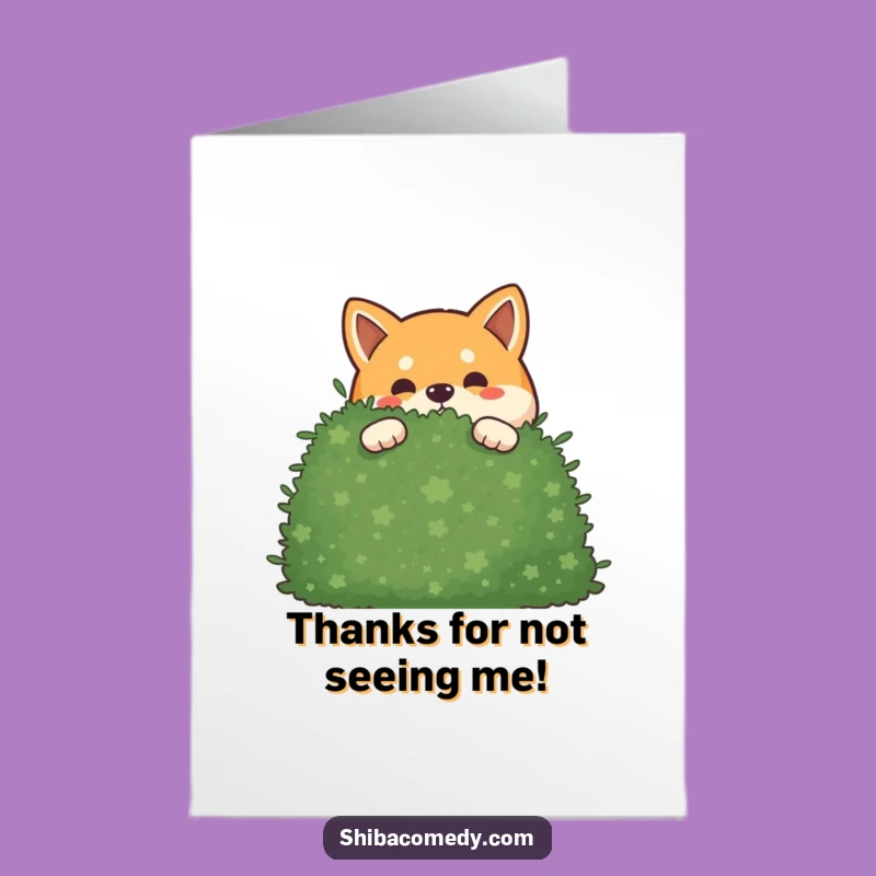 Free Printable Thank You Card: Peeking Shiba Inu, a subtle downloadable gift.