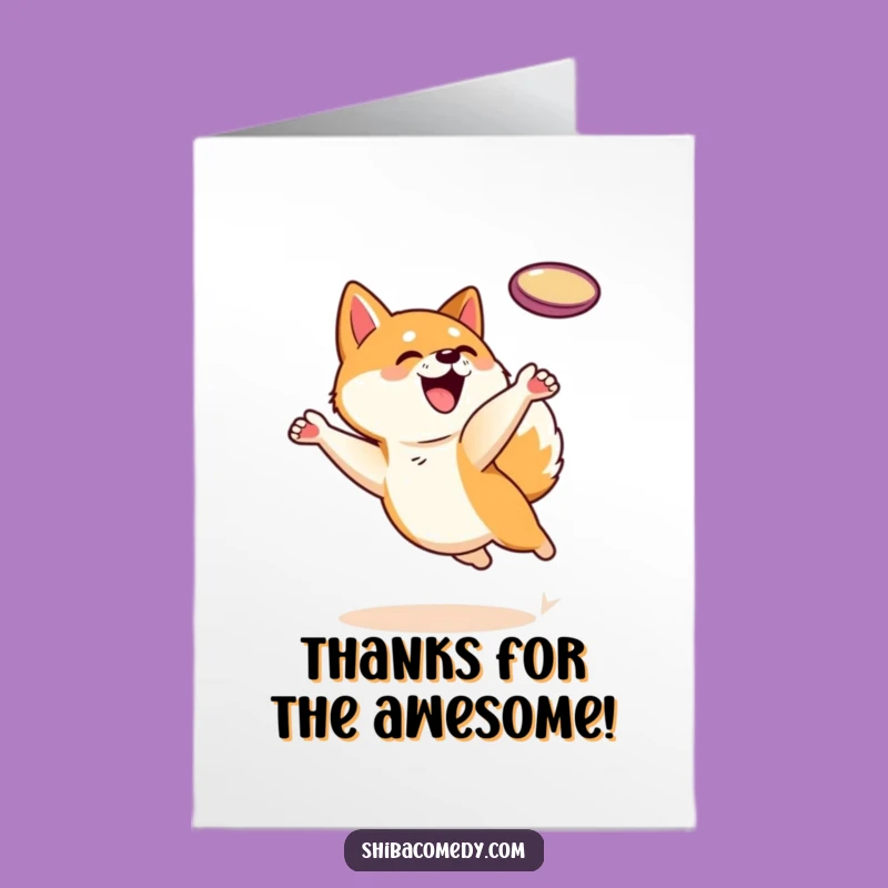 Free Printable Thank You Card: Shiba Inu Frisbee Fun