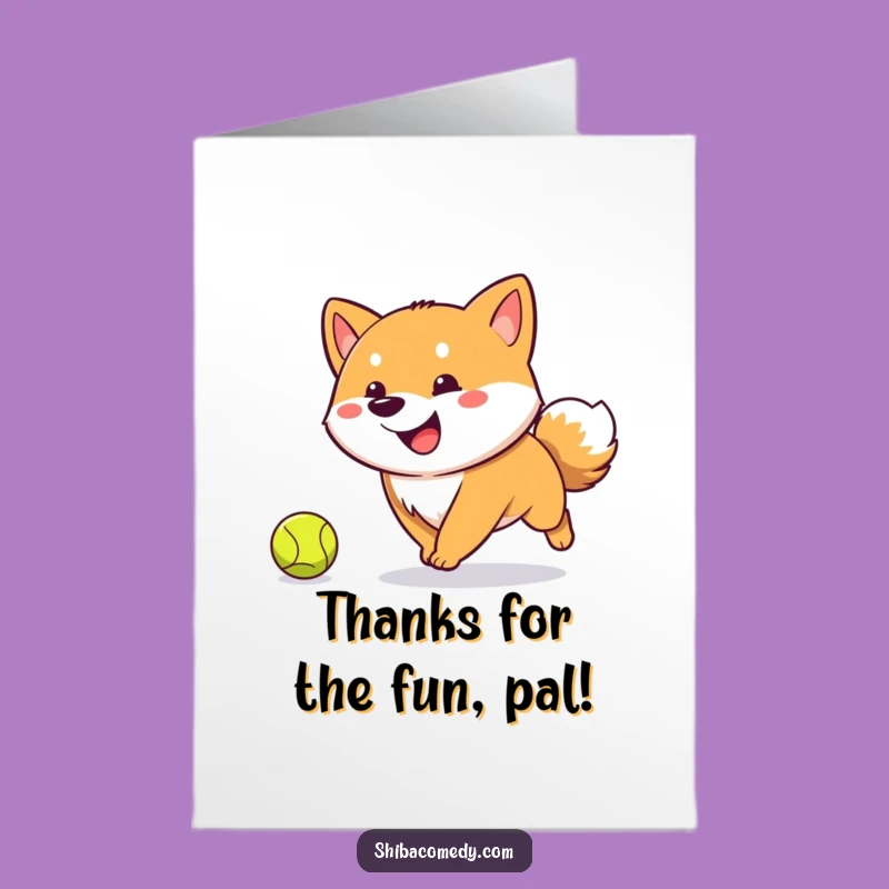 Free Printable Thank You Card: Shiba Inu Ball Chase Digital Download
