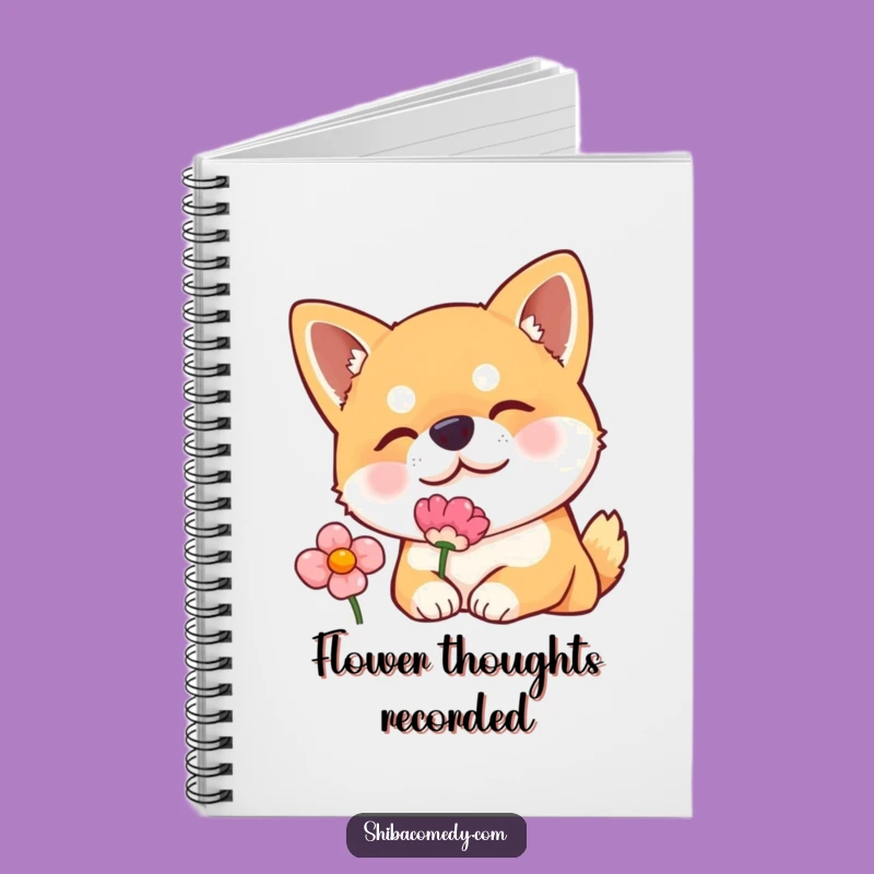 Funny Shiba Inu Notebook: Curious Flower Sniffer Journal, Perfect Gift