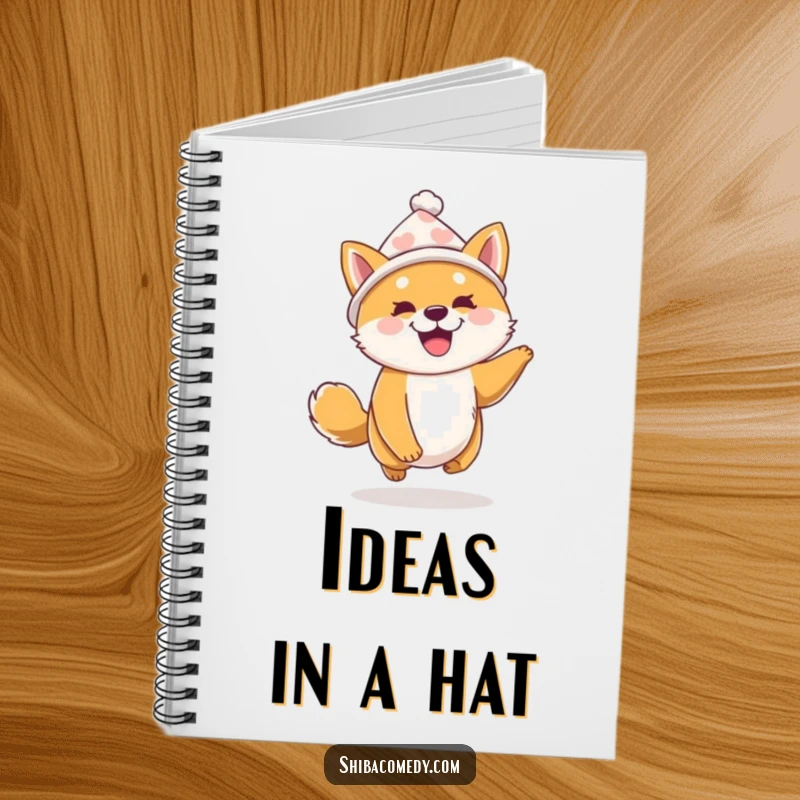 Funny Shiba Inu Notebook: A Shiba Inu wearing a tiny hat bounces excitedly, inspiring funny thoughts and creative writing.