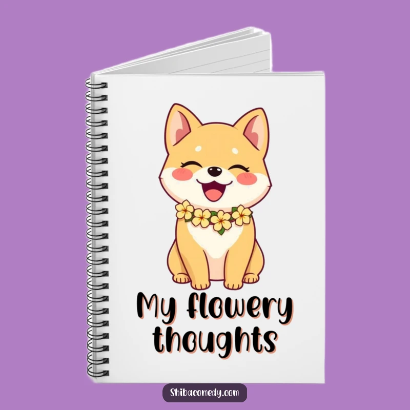 Funny Joyful Shiba Inu Flower Lei Notebook: Aloha Journal Gift