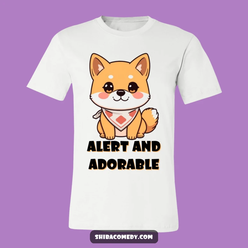Funny Bandana Shiba Inu T-Shirt - Alert Dog Tee, Ideal Gift for Dog Owners
