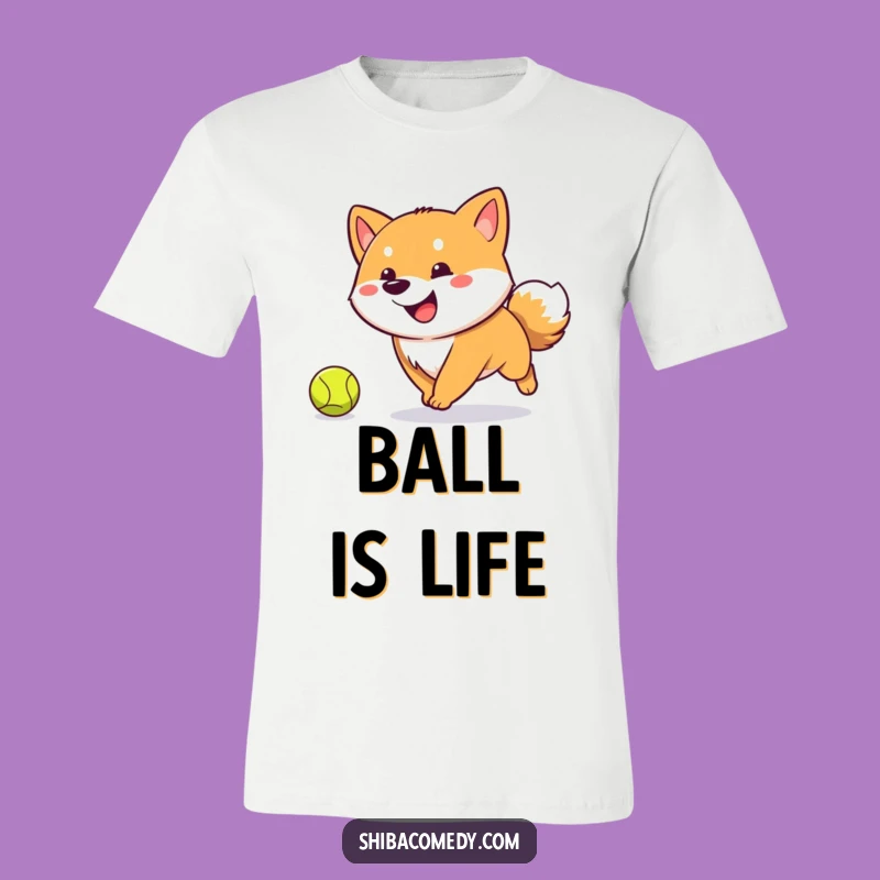Funny Shiba Inu Fetch T-Shirt: Hilarious Action Design for Dog Enthusiasts!