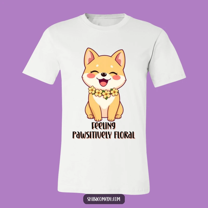 Funny Joyful Shiba Inu Flower Lei T-Shirt: The Ultimate Hawaiian Dog Lover Apparel