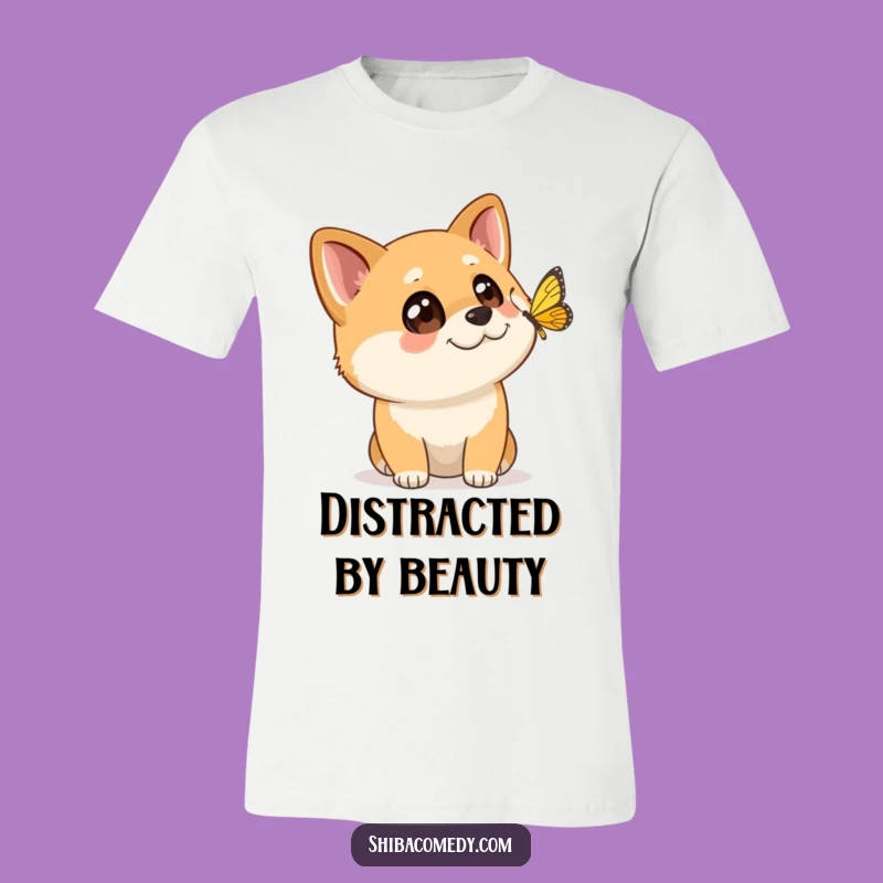 Funny Shiba Inu T-Shirt: Butterfly Observer - Hilarious Gift Idea!