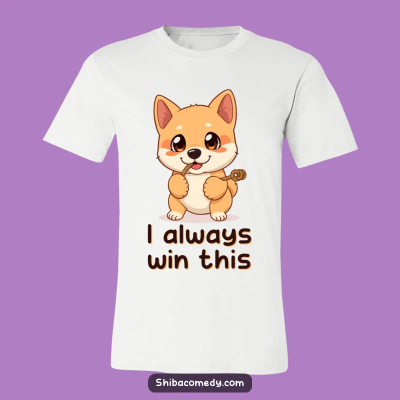 Funny Shiba Inu T-Shirt: Expressive Eyes Tug-of-War Dog Tee, Gift