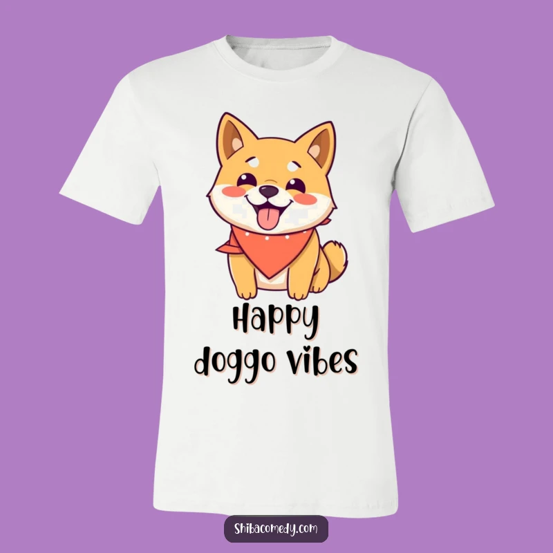 Funny Smiling Shiba Inu Bandana T-Shirt: Happy Dog Tee