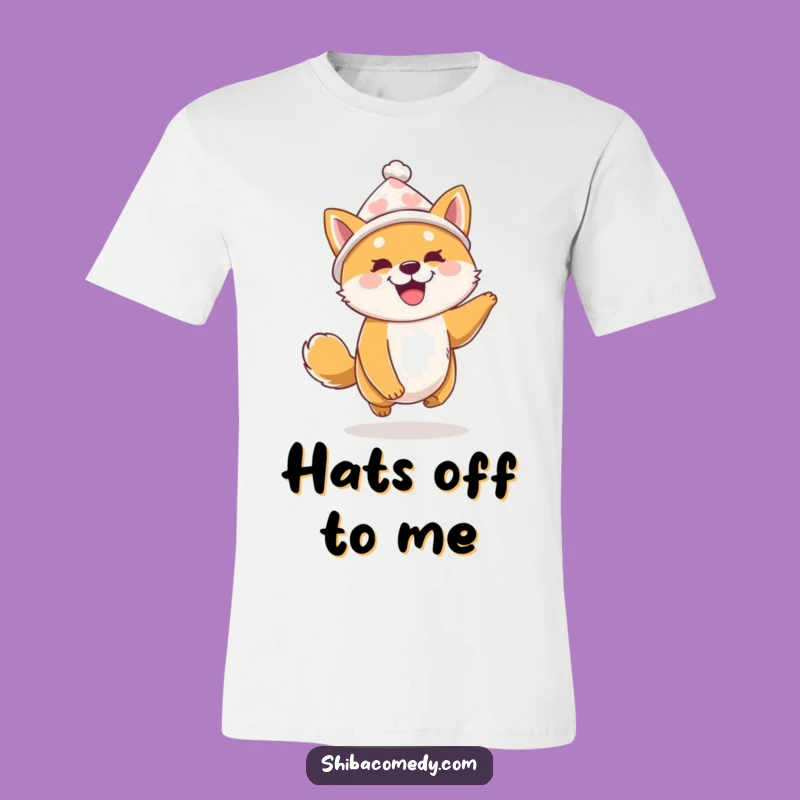 Funny Shiba Inu Hat T-Shirt - Excited Dog Tee for Lovers