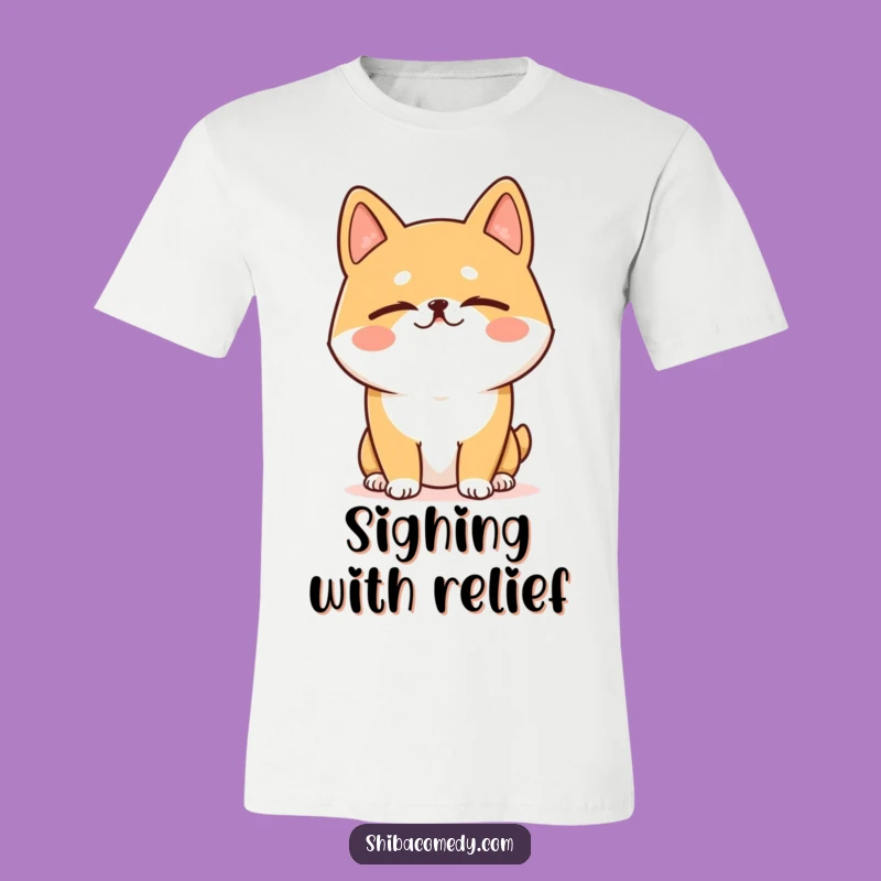 Funny Shiba Inu Sigh T-Shirt - Relaxed Dog Tee for Chill Vibes