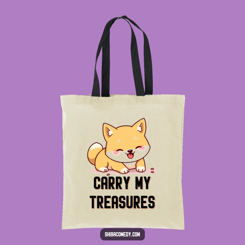 Funny Shiba Inu Digging Tote Bag - Carry Your Pawsitivity, Hilarious Gift