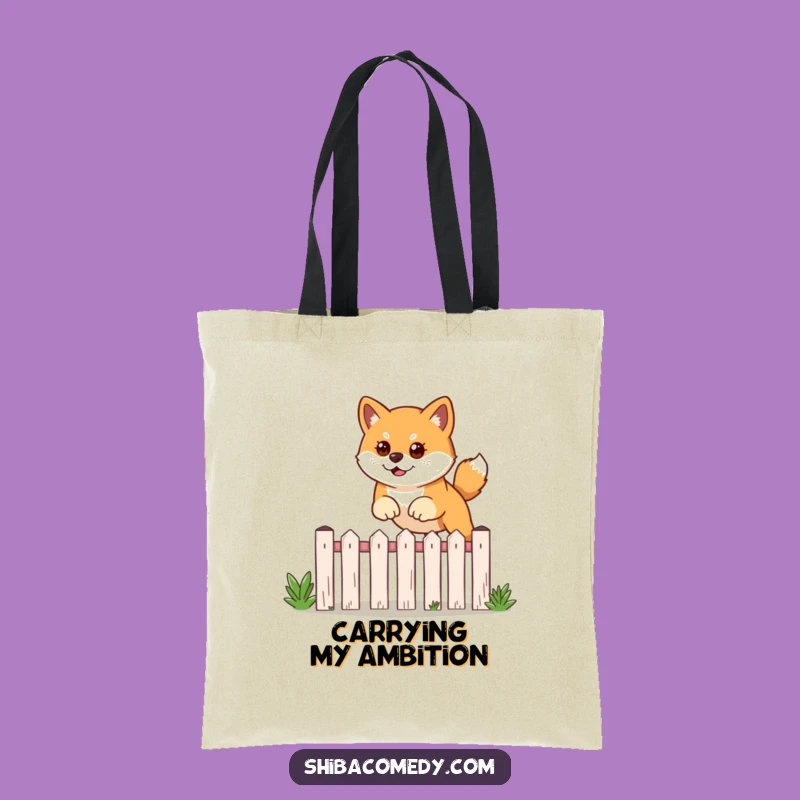 Funny Shiba Inu Leaping Tote Bag: Carry Your Determination Everywhere!