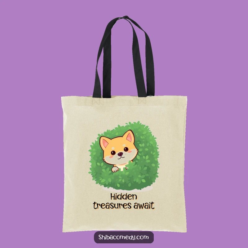 Funny Curious Shiba Inu Bush Tote Bag: Spacious Sneaky Dog Carry-All Gift