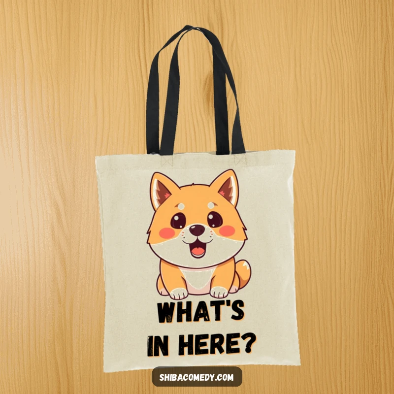 Funny surprised Shiba Inu tote bag capturing a dog's wide-eyed, open-mouthed shock, great for daily use.